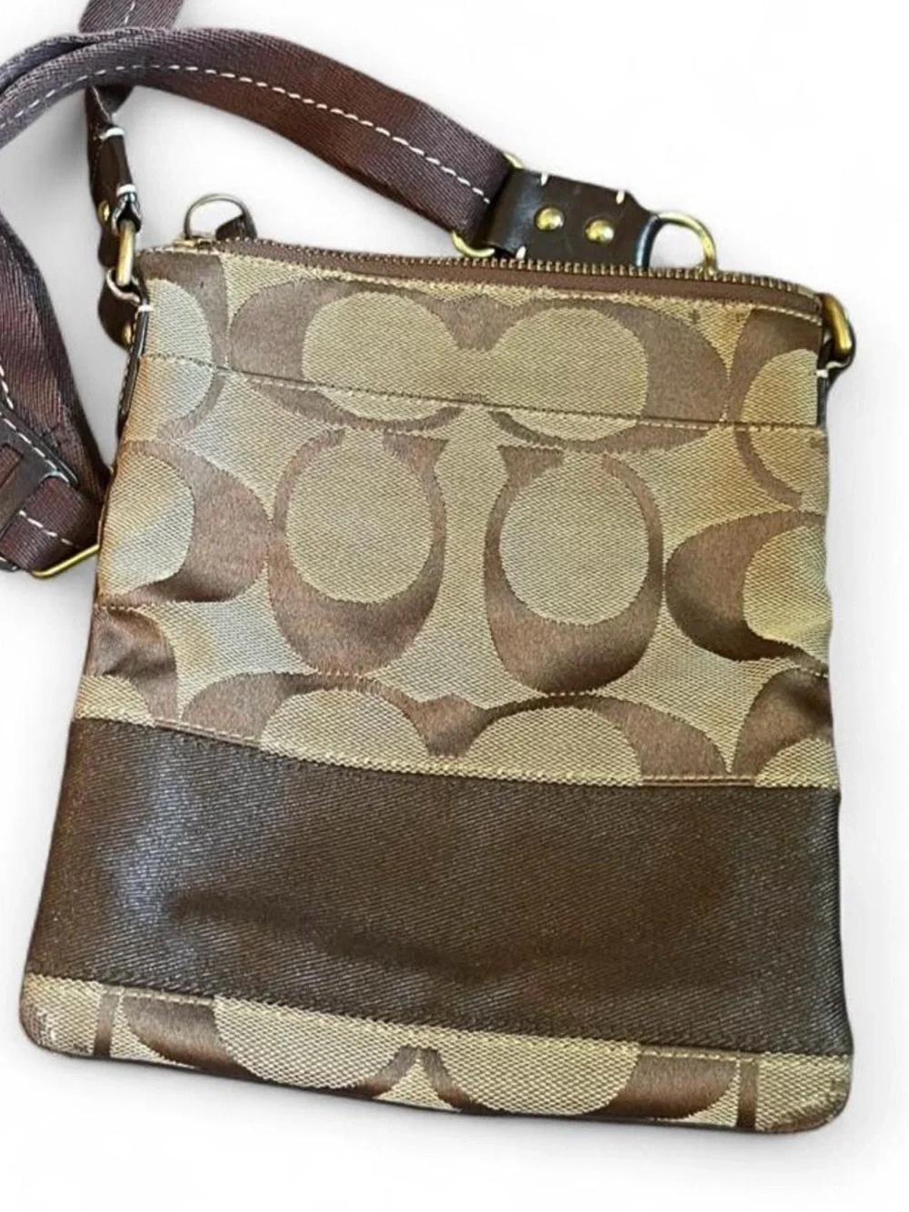 Coach Brown Signature Canvas Messenger Crossbody
